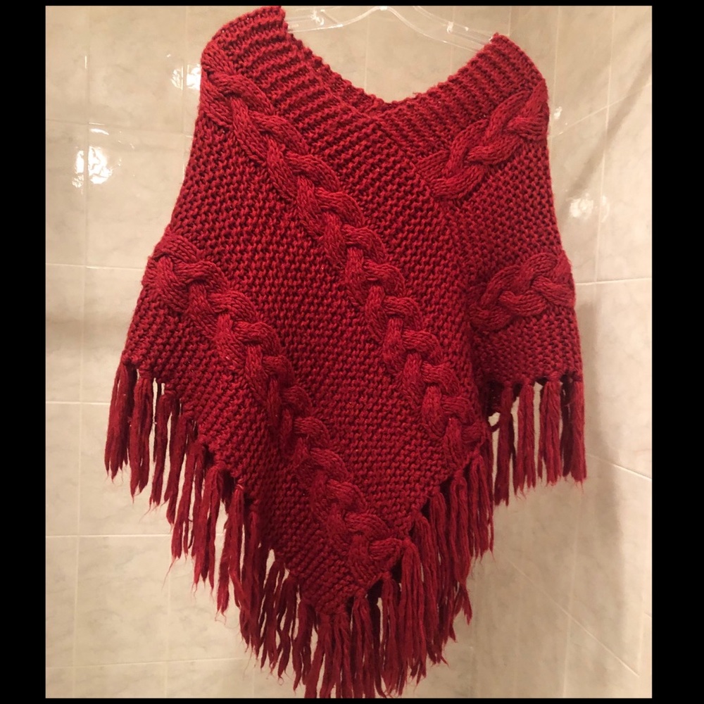 Lord & Taylor Wool Blend Fringe Poncho